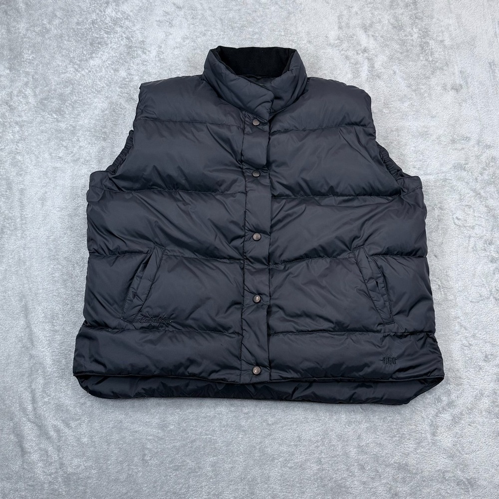 Cabelas Premier Northern Goose Down 650 Puffer Vest 2XL Mens Black Snap Front